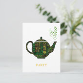 Tea Party - Black Teapot tekstontwerp Briefkaart (Staand voorkant)
