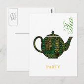 Tea Party - Black Teapot tekstontwerp Briefkaart (Voorkant / Achterkant)