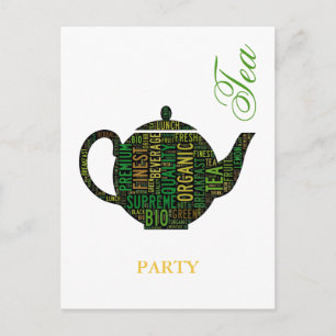 Tea Party - Black Teapot tekstontwerp Briefkaart