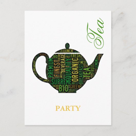 Tea Party - Black Teapot tekstontwerp Briefkaart (Voorkant)