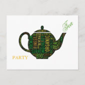 Tea Party - Black Teapot tekstontwerp Uitnodiging Briefkaart (Voorkant)