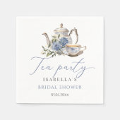 Tea Party Blauw Bloemen Elegant Vrijgezellenfeest Servet (Voorkant)