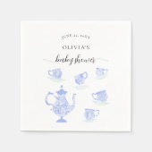 Tea Party Blauw China Wit Kant Jongen Baby shower Servet (Voorkant)