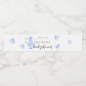Tea Party Blauw China Wit Kant Jongen Baby shower Waterfles Etiket (Enkel label)