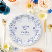 Tea Party Blauwe Bloemen Vrijgezellenfeest Papieren Bordje