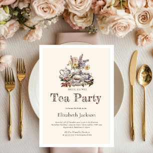  Tea Party Bloemen Bridal Luncheon Kaart