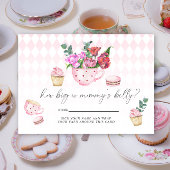 Tea Party Bloemen Hoe groot is de buik van mama Informatiekaartje