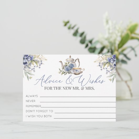 Tea Party Bloemen Vrijgezellenfeest Advies en wens Informatiekaartje (Staand voorkant)