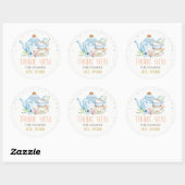 Tea Party Blue Baby shower Favor Brewing Floral Ronde Sticker (Vel)