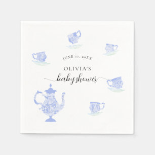 Tea Party Blue China Kant Classic Boy Baby shower Servet