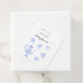 Tea Party Blue China Sweet Lace Boy Baby shower Bedankjes Labels (In situ)