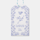 Tea Party Blue Floral Vrijgezellenfeest Favoriet Cadeaulabel (Voorkant)