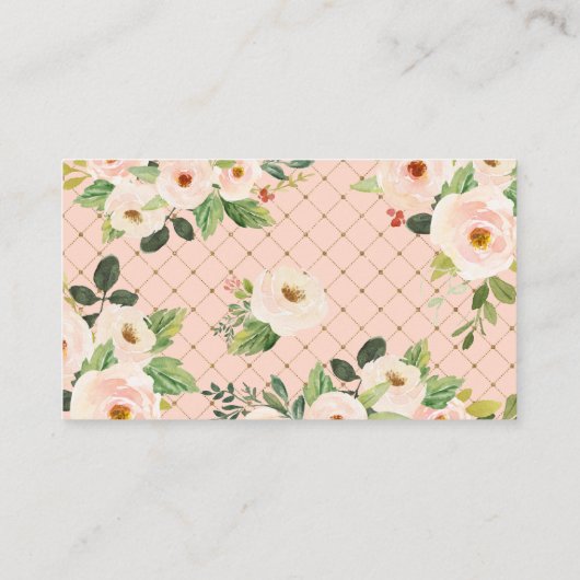 Tea Party Blush Floral Diaper Raffle Ticket Informatiekaartje (Achterkant)