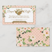 Tea Party Blush Floral Diaper Raffle Ticket Informatiekaartje (Voorkant / Achterkant)