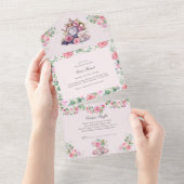 Tea Party Boeken Luier en Baby shower All In One Uitnodiging (Afscheurbaar)