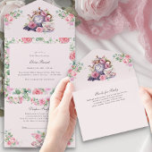 Tea Party Boeken Luier en Baby shower All In One Uitnodiging