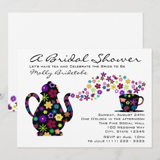 Tea Party Boeket Vrijgezellenfeest Kaart (Voorkant / Achterkant)