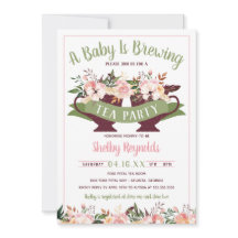 Tea Party Boho Baby shower uitnodiging