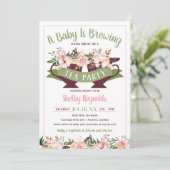Tea Party Boho Baby shower uitnodiging (Staand voorkant)