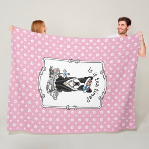 Tea Party Boston Terrier Dog (zwart) Cute Fleece Deken