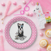 Tea Party Boston Terrier Dog (zwart) Cute Papieren Bordje (Feest)