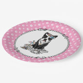 Tea Party Boston Terrier Dog (zwart) Cute Papieren Bordje (Gekanteld)