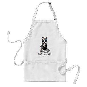 Tea Party Boston Terrier Dog (zwart) Cute Standaard Schort