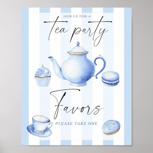 Tea Party Boy Baby shower Favorieten Poster (Voorkant)