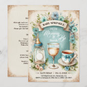  Tea Party Boys Baby Sprinkle Kaart (Voorkant / Achterkant)