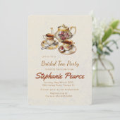 Tea Party Bridal Birthday  Floral Tea Set Kaart (Staand voorkant)
