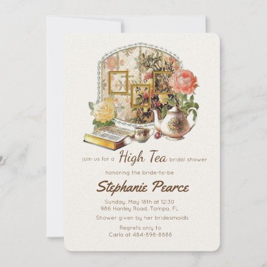 Tea Party Bridal Birthday Teacup Floral Kaart (Voorkant)