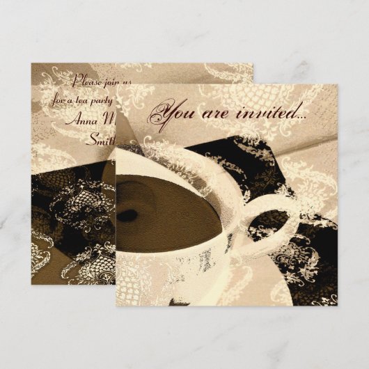 Tea party bridal doucheregeluitnodiging kaart (Voorkant / Achterkant)