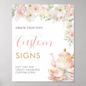 Tea Party Bridal Shower Custom Sign -  8x10 Poster (Voorkant)
