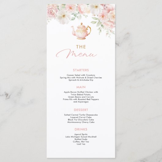 Tea Party Bridal Shower Food Menu (Voorkant)