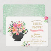 Tea Party Bridal Shower Invitation Kaart (Voorkant / Achterkant)