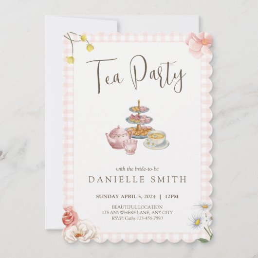 Tea Party Bridal Shower Invitation Kaart (Voorkant)