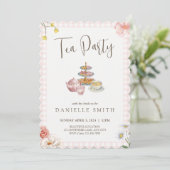 Tea Party Bridal Shower Invitation Kaart (Staand voorkant)