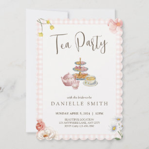 Tea Party Bridal Shower Invitation Kaart