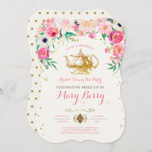 Tea Party Bridal Shower Invitation Kaart