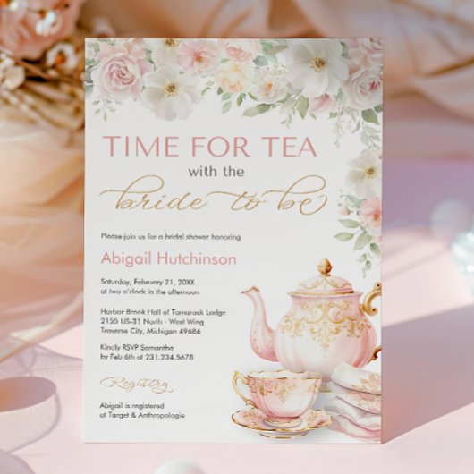 Tea Party Bridal Shower Invitation Kaart