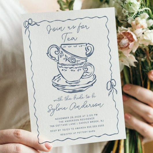 Tea Party Bridal Shower Invitation Kaart