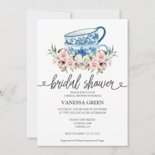Tea Party Bridal Shower Invitation Kaart