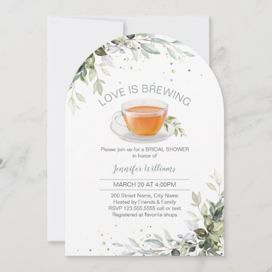 Tea Party Bridal Shower Invitation Kaart (Voorkant)