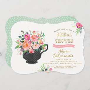 Tea Party Bridal Shower Invitation Kaart