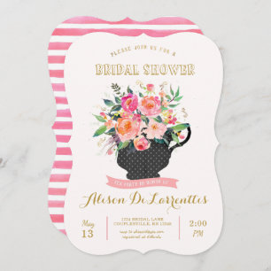 Tea Party Bridal Shower Invitation Kaart