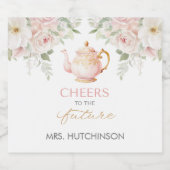 Tea Party Bridal Shower Sparkling Wijnetiket (Enkel label)