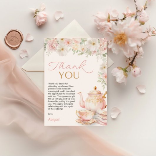 Tea Party Bridal Shower Thank You Card Bedankkaart