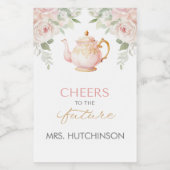 Tea Party Bridal Shower Wijn Etiket (Enkel label)