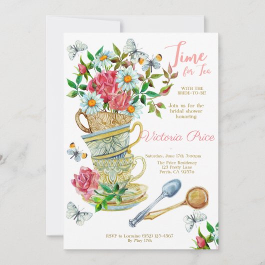 Tea Party Bridal Uitnodiging (Voorkant)