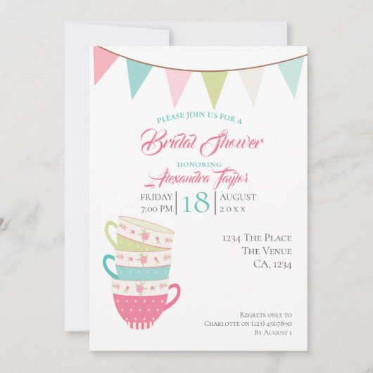 Tea Party Bridal Wedding Shower - Gepersonaliseerd Kaart (Voorkant)